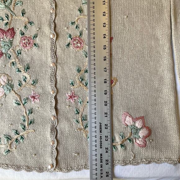 Shenanigans Women Beautiful Knit Jackets size L Natural Beige Floral Embroidery - Picture 6 of 11
